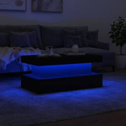 Berkfield Home Coffee Table with LED Lights White 90x50x40 cm - Size: 90 x 50 x 40 cm - thumbnail 5