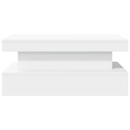 Berkfield Home Coffee Table with LED Lights White 90x50x40 cm - Size: 90 x 50 x 40 cm - thumbnail 7