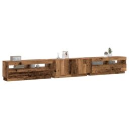 Berkfield Home TV Cabinet with LED Lights Old Wood 300x35x40 cm Engineered Wood in Brown - Size: 300 x 35 x 40 cm - thumbnail 1