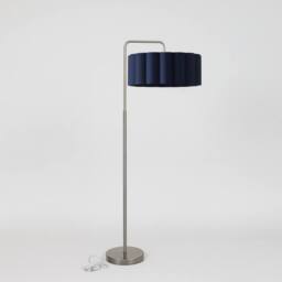 CGC Lighting Kyra Brushed Nickel Angled Floor Lamp with Large Scalloped Lampshade in Dark Green - thumbnail 4