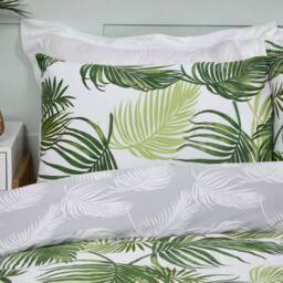 Smart Living Polycotton Floral Palm Print Reversible Duvet Cover With Pillowcase in Green - Size: Double - thumbnail 3