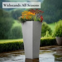 Access Garden Products 90cm Zinc Galvanised Silver Tall Tapered Square Planter - thumbnail 5