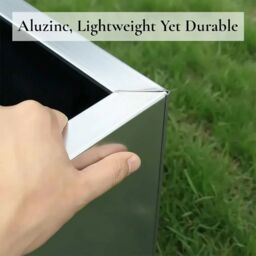 Access Garden Products 90cm Zinc Galvanised Silver Tall Tapered Square Planter - thumbnail 7