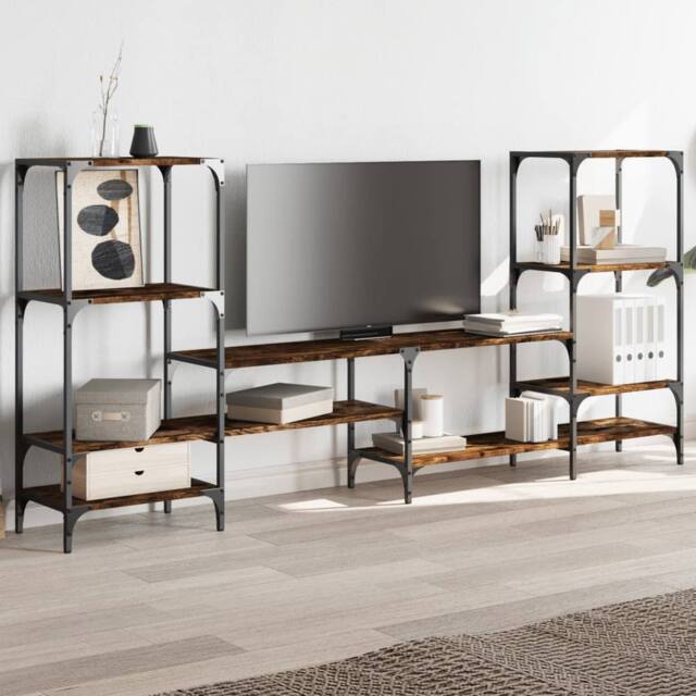 Berkfield Home TV Cabinet Smoked Oak 206.5x28.5x95 cm Engineered Wood in Brown - image 1