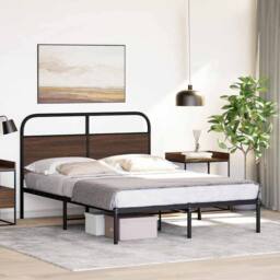 Berkfield Home Elegant Bed Frame Without Mattress 120x200 cm Brown Oak Engineere - Size: Small Double - thumbnail 4