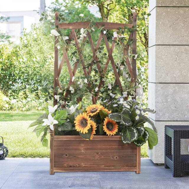 EONLION Wooden Garden Planter Trellis Indoor Patio in Brown - Size: 100g - image 1