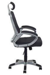 Orsina Comfortable Black & Silver Home Office Chair, Ergonomic Work From Home Chair, Movable Ergonomic Chair in Grey - thumbnail 3