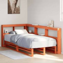 Berkfield Home Decorative Bookcase Bed without Mattress Wax Brown 90x200cm Solid - Size: 90x200 cm - thumbnail 4