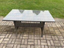 Fimous 8 Seater Garden Rattan Furniture Corner Sofa Dining Table Set with 2 Small Footstools Indoor Outdoor Lounge Sofa Set in Dark Grey - thumbnail 5