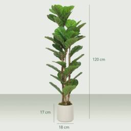 NESTLUNE 120cm 2 PCs Artificial Fiddle Leaf Fig Trese with Solid Wood Trunks in Green - Size: 100 cm x 15 cm - thumbnail 2
