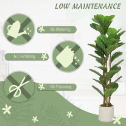 NESTLUNE 120cm 2 PCs Artificial Fiddle Leaf Fig Trese with Solid Wood Trunks in Green - Size: 100 cm x 15 cm - thumbnail 6
