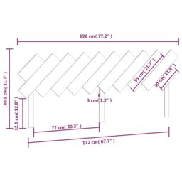 Berkfield Home Bed Headboard Honey Brown 196x3x80.5 cm Solid Wood Pine - thumbnail 6