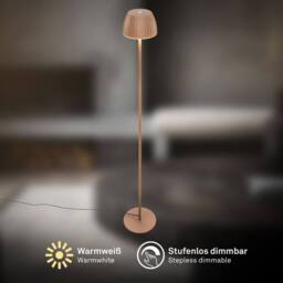 BRILONER LED Floor Lamp Free Standing Warm Light Reading USB-C 8W Dimmer 1240mm in Brown - thumbnail 5