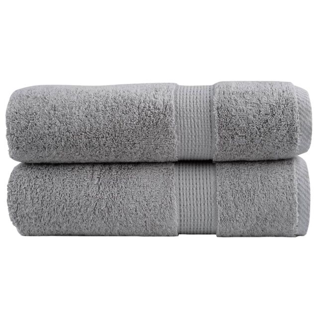 Berkfield Home Premium Hand Towels SOLUND 2pcs Grey 50x100cm 600gsm - image 1