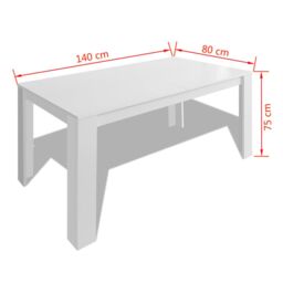 Berkfield Home Dining Table 140x80x75 cm White - Size: 140 x 80 x 75 cm - thumbnail 5