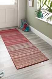Origin 'Fine Stripes' Rug in Red - Size: 67 cm x 200 cm - thumbnail 3