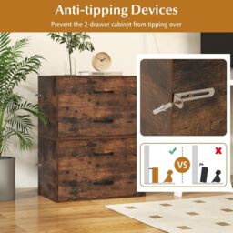 Gymax Stackable Dresser 2-Drawer Cube Cabinet For Living Room Entryway Office in Brown - thumbnail 6