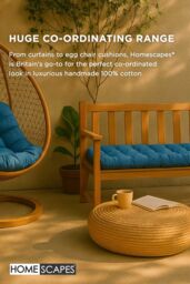 Homescapes Garden Bench Cushion Luxury 3 Seater Cotton Indoor Outdoor Pad, 143 x 48cm in Blue - Size: 143 x 48 cm - thumbnail 9