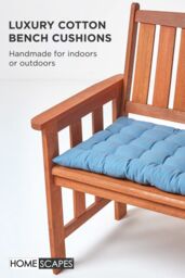 Homescapes Garden Bench Cushion Luxury 3 Seater Cotton Indoor Outdoor Pad, 143 x 48cm in Blue - Size: 143 x 48 cm - thumbnail 2