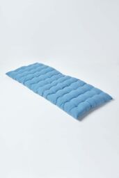 Homescapes Garden Bench Cushion Luxury 3 Seater Cotton Indoor Outdoor Pad, 143 x 48cm in Blue - Size: 143 x 48 cm - thumbnail 1