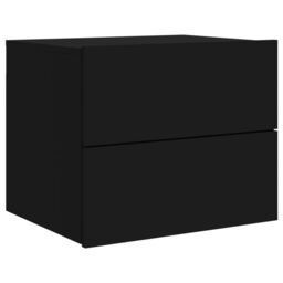 Berkfield Home Wall-mounted Bedside Cabinet with LED Lights Black - thumbnail 3