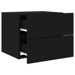 Berkfield Home Wall-mounted Bedside Cabinet with LED Lights Black - thumbnail 6