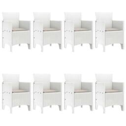 Berkfield Home 9 Piece Garden Dining Set with Cushions, White Poly Rattan - thumbnail 4