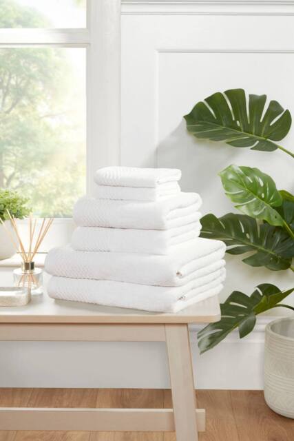 Rapport Home Eden Weave 6 Piece Cotton Towel Set Luxury Soft Dry Absorbent in White - image 1