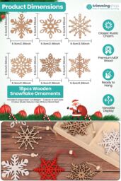 Neel Blue Rustic Christmas Wooden Snowflake Ornaments - 18pcs - thumbnail 2
