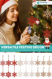 Neel Blue Rustic Christmas Wooden Snowflake Ornaments - 18pcs - thumbnail 4