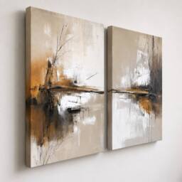 "Mafett Soft Horizon Abstract Canvas Print Wall Art Set - Size: W24"" x H32""" - thumbnail 2