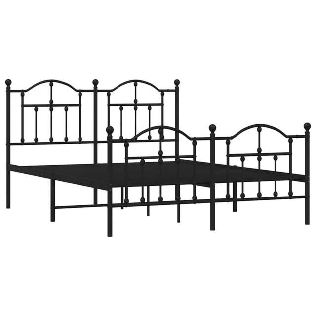 Berkfield Home Metal Bed Frame with Headboard & Footboard Black 135x190 cm Double - image 1