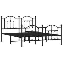 Berkfield Home Metal Bed Frame with Headboard & Footboard Black 135x190 cm Double - thumbnail 1