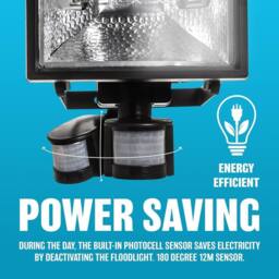 BARGAINS-GALORE 150w Security Flood Light With Sensor Outdoor Halogen Light Pir Motion in Black - thumbnail 6