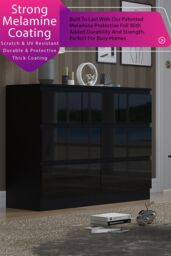 FWStyle 7 Drawer High Gloss Black Merchant Chest Of Drawers - Stora - thumbnail 2