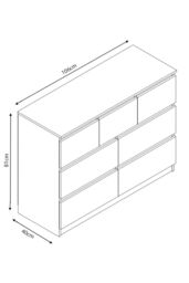 FWStyle 7 Drawer High Gloss Black Merchant Chest Of Drawers - Stora - thumbnail 6