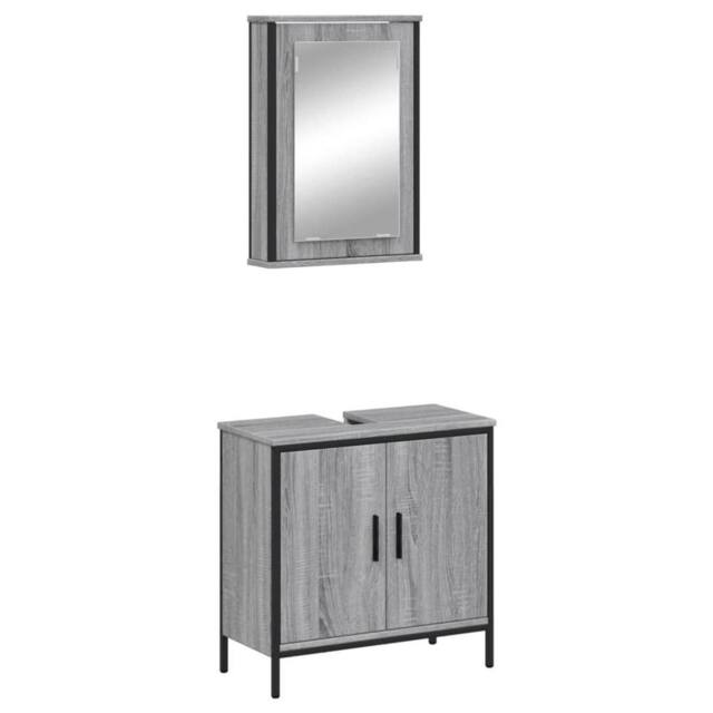 Berkfield Home 2 Piece Bathroom Furniture Set Grey Sonoma Engineered Wood - image 1