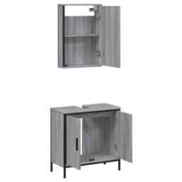 Berkfield Home 2 Piece Bathroom Furniture Set Grey Sonoma Engineered Wood - thumbnail 5
