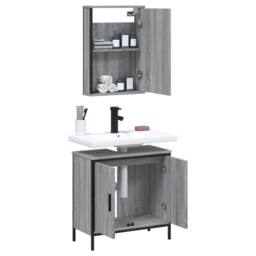 Berkfield Home 2 Piece Bathroom Furniture Set Grey Sonoma Engineered Wood - thumbnail 4