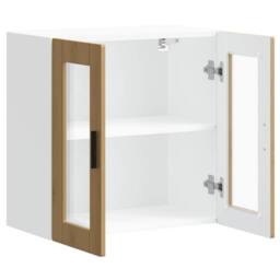 Berkfield Home Kitchen Wall Cabinet with Glass Door Porto Artisan Oak in Brown - thumbnail 6