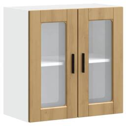 Berkfield Home Kitchen Wall Cabinet with Glass Door Porto Artisan Oak in Brown - thumbnail 3