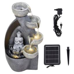 NESTLUNE Sitting Buddha Garden Stone Zen Effect Water Feature in Grey - Size: 100 cm x 15 cm