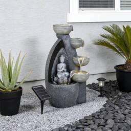NESTLUNE Sitting Buddha Garden Stone Zen Effect Water Feature in Grey - Size: 100 cm x 15 cm - thumbnail 6