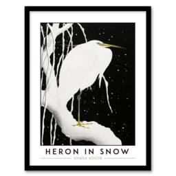 "Artery8 Ohara Koson Heron In Snow Japanese Framed Wall Art Print in Black - Size: W12"" x H16""" - thumbnail 1