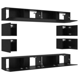 Berkfield Home 8 Piece TV Cabinet Set ‚Äì Wall-mounted Black Oak Engineered Wood - thumbnail 5