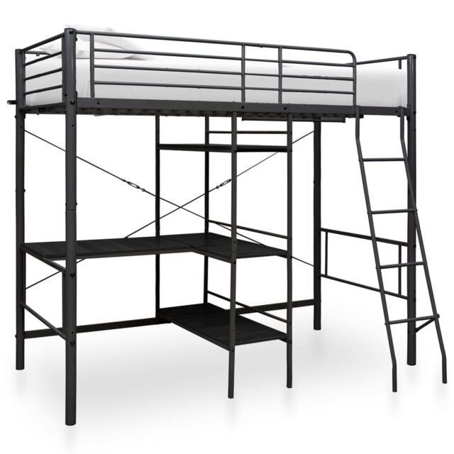 Berkfield Home Bunk Bed with Table Frame Black Metal 90x200 cm - image 1