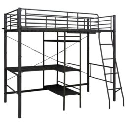 Berkfield Home Bunk Bed with Table Frame Black Metal 90x200 cm - thumbnail 2