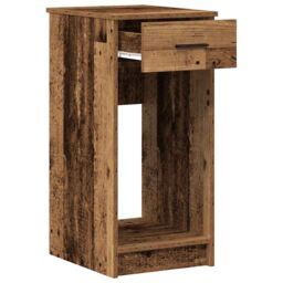 Berkfield Home Computer Tower Stand with Drawer Old Wood 35x45x77 cm in Brown - Size: 35 x 45 x 77 cm - thumbnail 4