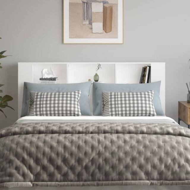 Berkfield Home Headboard Cabinet White 180x18.5x104.5 cm - image 1