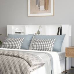 Berkfield Home Headboard Cabinet White 180x18.5x104.5 cm - thumbnail 2